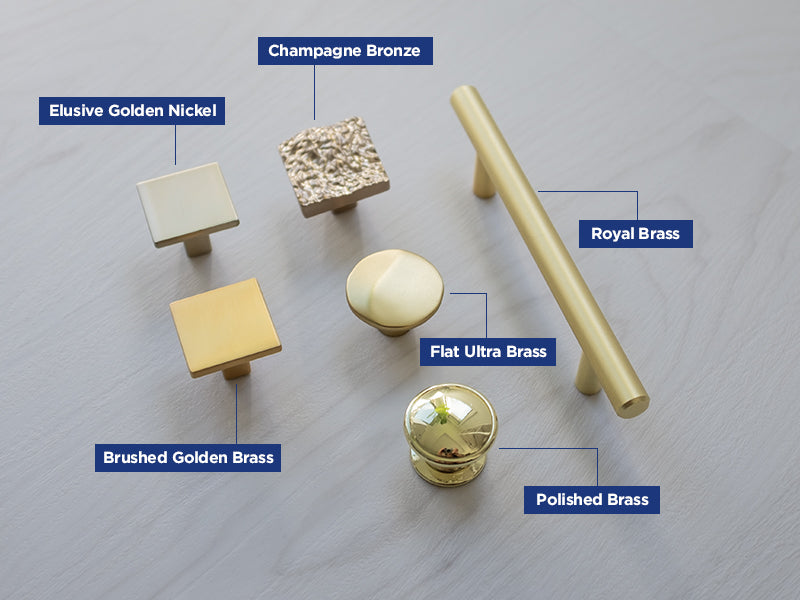 Cabinet Hardware in the Brass and Gold tones. Which color is best
