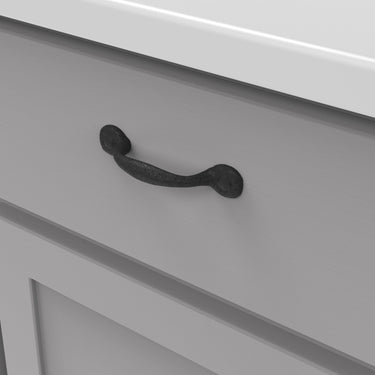 3 inch (76mm) Refined Rustic Cabinet Pull - Black Iron