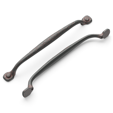 8-13/16 inch (224mm) Refined Rustic Cabinet Pull - Rustic Iron