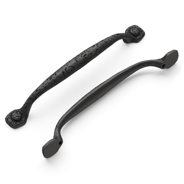 6-5/16 inch (160mm) Refined Rustic Cabinet Pull - Black Iron