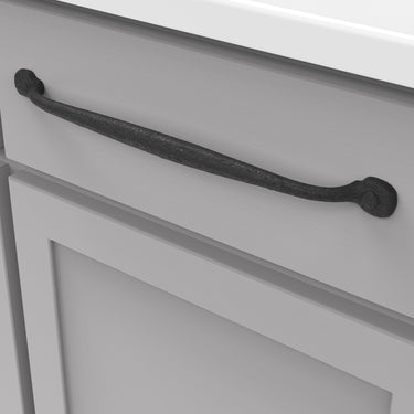 12 inch (305mm) Refined Rustic Cabinet Pull - Black Iron
