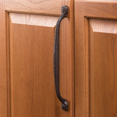 8-13/16 inch (224mm) Refined Rustic Cabinet Pull - Rustic Iron
