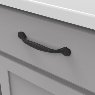 5-1/16 inch (128mm) Refined Rustic Cabinet Pull - Black Iron