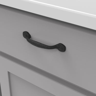 3-3/4 inch (96mm) Refined Rustic Cabinet Pull - Black Iron