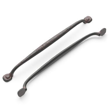 12 inch (305mm) Refined Rustic Cabinet Pull - Rustic Iron
