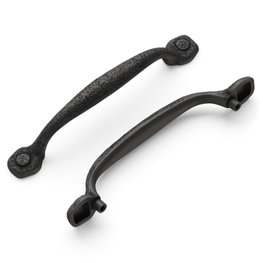 5-1/16 inch (128mm) Refined Rustic Cabinet Pull - Black Iron