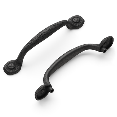 3-3/4 inch (96mm) Refined Rustic Cabinet Pull - Black Iron