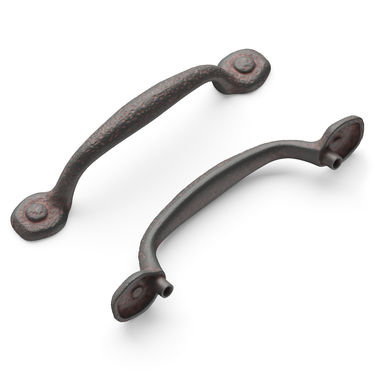 3-3/4 inch (96mm) Refined Rustic Cabinet Pull - Rustic Iron