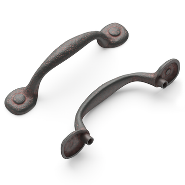 3 inch (76mm) Refined Rustic Cabinet Pull - Rustic Iron