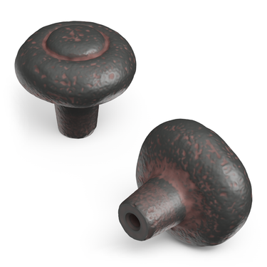 1-1/4 inch (32mm) Refined Rustic Cabinet Knob - Rustic Iron
