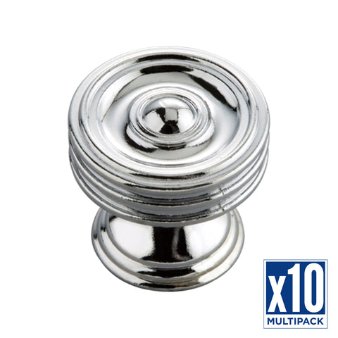 Clearance: 1-1/4 inch Williamsburg Chrome Cabinet Knob-Pack of 10